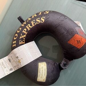 Harry Potter Hogwarts Express Travel Neck Pillow - Black Gold Lettering new nwt